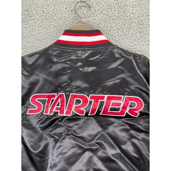 Starter Retro Satin Varsity Bomber Jacket Mens 2XL Black Red $225 NWT XXL NEW - Picture 8 of 10